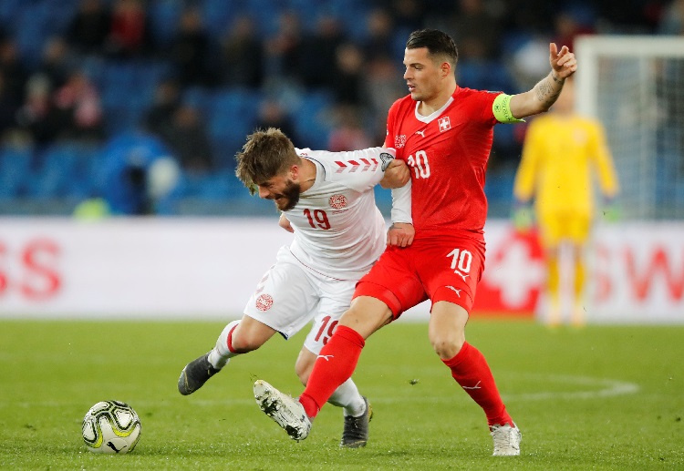 Granit Xhaka gives Switzerland lead in Euro 2020 qualifiers game over Denmark
