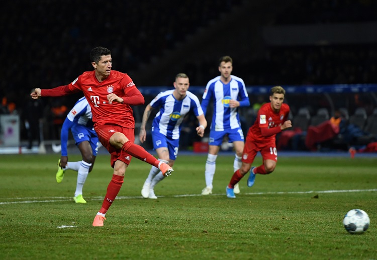 Robert Lewandowski during Bayern Munich’s victory over Hertha BSC in their Bundesliga face-off