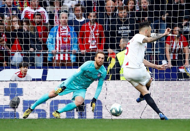 Sevilla midfielder Lucas Ocampos scores against Atletico Madrid in La Liga