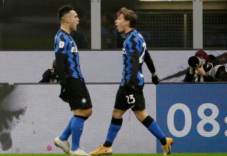 Lautaro Martinez gives an early edge for Inter during their Coppa Italia semi-final first leg game against Juventus