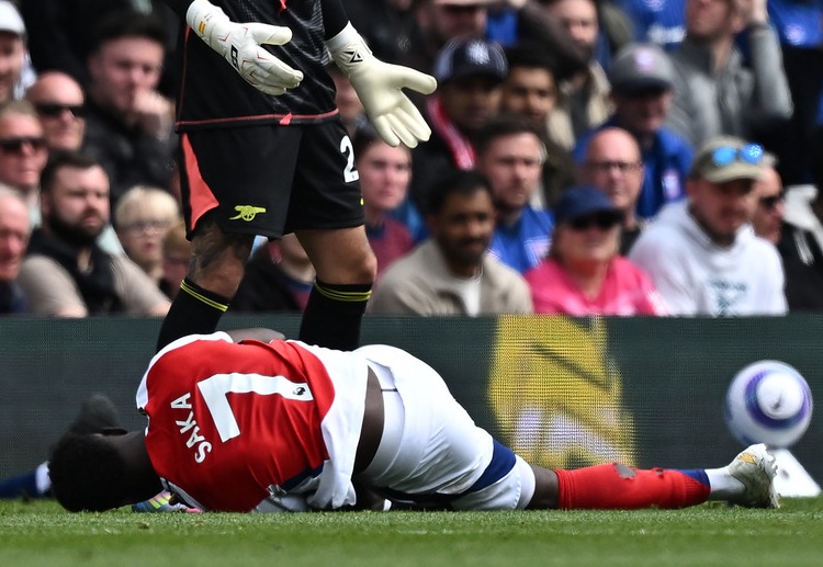 英超联赛 萨卡上轮伤退让球迷捏了把汗，好在阿尔特塔随后确认情况稳定。