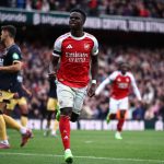 Bukayo Saka has scored Arsenal's second goal in their 2-0 Premier League win against West Ham
